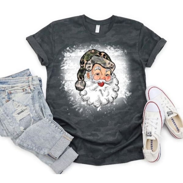 Santa’s Coming to Town Camo T Shirt - Boutique Clothing