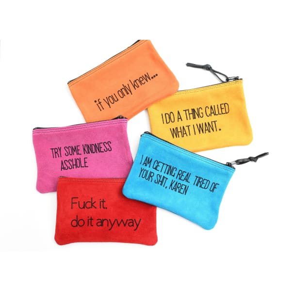 Say it Like Is Inappropriate Large Leather Zipper Clutch