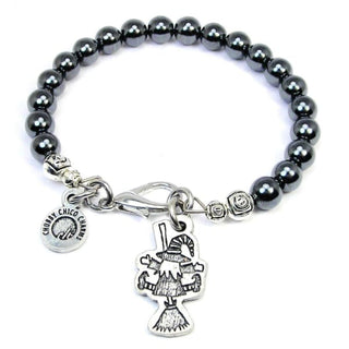 Silly Witch Broom Crash Hematite Glass Bracelet - Done