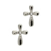 Silver Crystal Stud Earrings by Laura Janelle - Round Cross