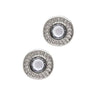 Silver Rim Crystal Stud Earrings