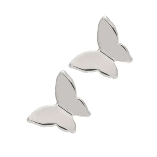 Silver Stud Earrings by Laura Janelle - Butterfly
