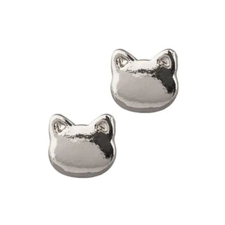Silver Stud Earrings by Laura Janelle - Cat Head