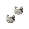 Silver Cat Head Stud Earrings