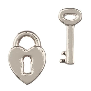 Silver Stud Earrings by Laura Janelle - Lock/Key