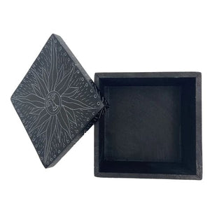 Soapstone Black Sun Box - trinket box