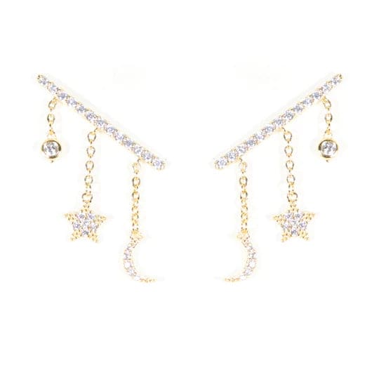 Star & Moon Climber Earrings