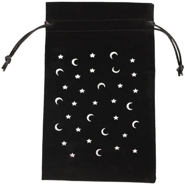 Stars and Moon Black Velvet Tarot Card Bag - Cards