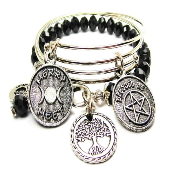 Tree of Life Blessed Be Merry Meet Bracelet Set - Done