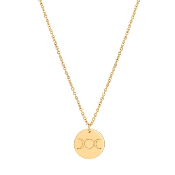 Triple Goddess Round Disc Necklace - Gold - Necklaces