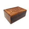 Triple Moon Pentagram Carved Wooden Box - wooden box