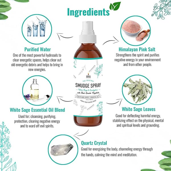 White Sage Eucalyptus Soul Sticks Smudge Spray