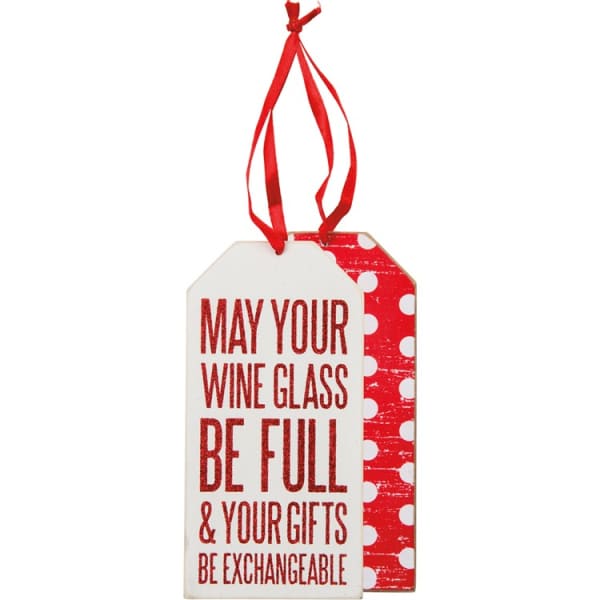 Wine Glass Bottle Tag - Holiday